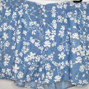 Denim inspired Floral Patterned Shorts